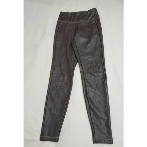 Athleta Faux Leather All Over Gleam Olive Gray Leggings Women's Size XXS EUC - Picture 2 of 9